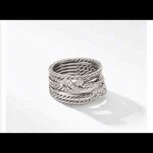 David Yurman Double X Crossover Ring with Diamonds